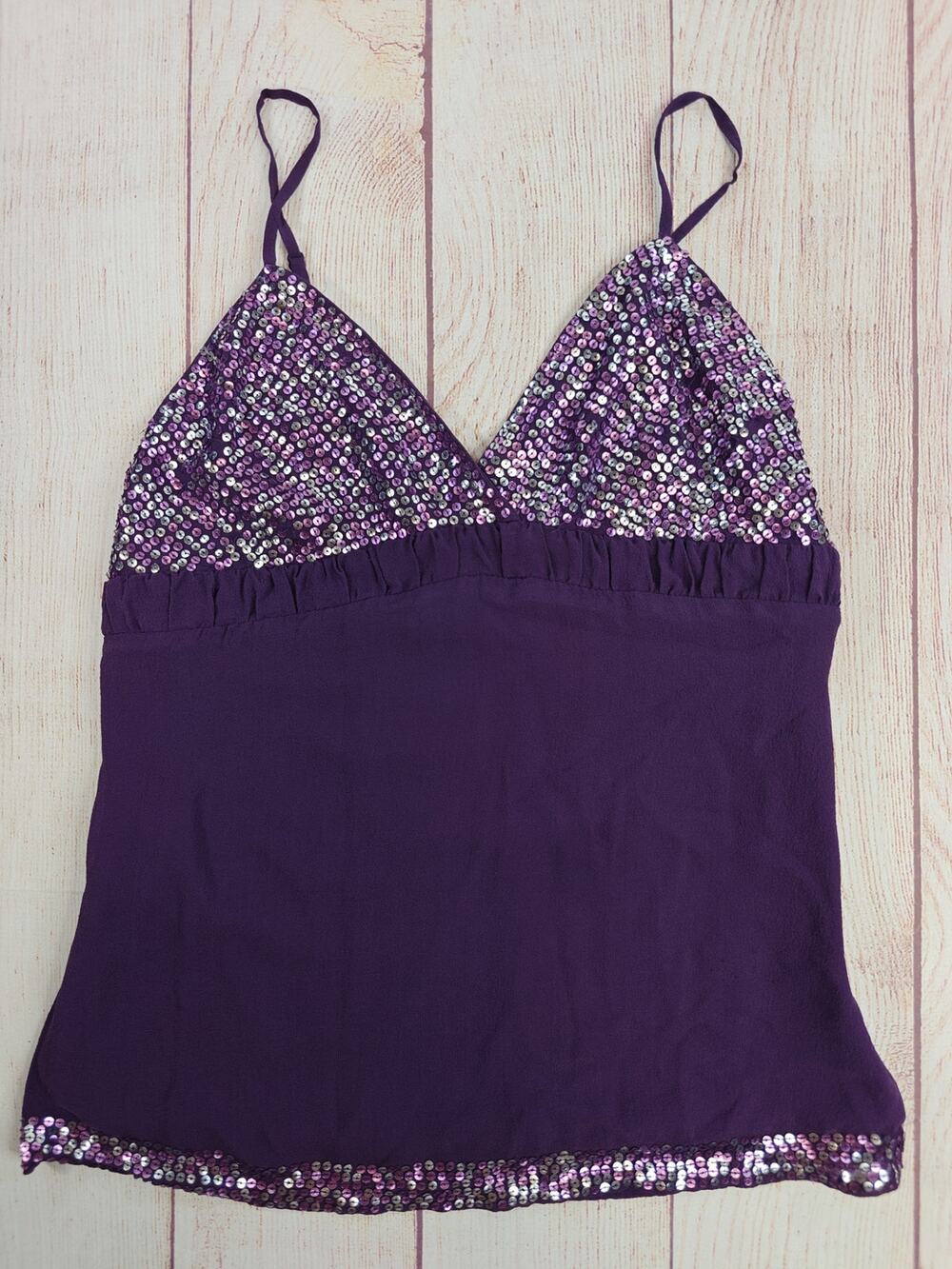 Sparkling sequins purple V-neck camisole